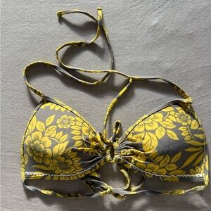 Floral Yellow and Gray Bikini Top